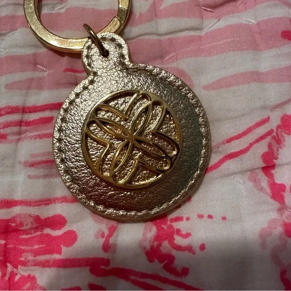 Lilly Pulitzer Gold Leather Key Fob Keychain Bag Charm from Advent Calendar - Picture 2 of 6